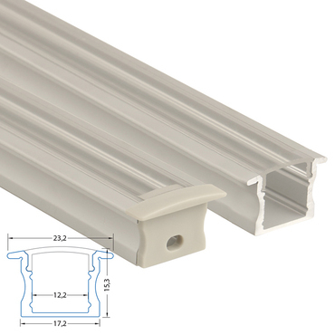 Profil vestavný MC LED VT, 23x15 mm, včetně čirého difuzoru, 2 m