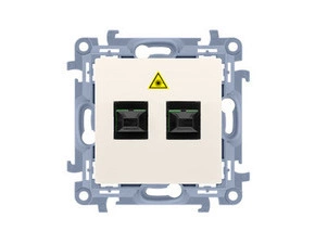 SIMON 10 CGS2.01/41 Světlovodná/optická zásuvka dvojitá SC/APC (strojek s krytem), Krém