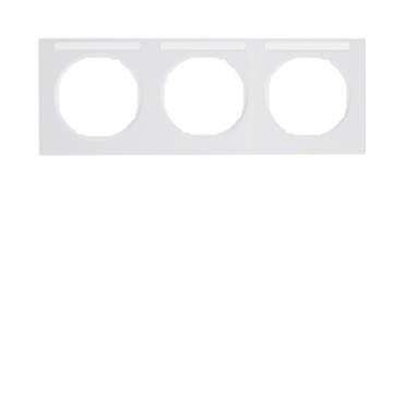 HAG 10132279 Rámeček 3-násobný s popisovým polem, vodorovný, Berker R.3, bílá, lesk