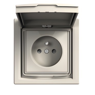 SCHN EPH2800323 Asfora - Zásuvka 2P+PE 250V 16A, clonky, IP44, krémová
