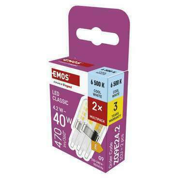 EMOS ZQ9E24.2 LED CLS JC 4,2W(40W) 470lm G9 CW 2PC