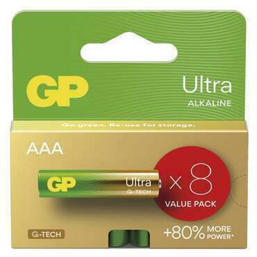 Baterie alkalická GP ULTRA AAA (LR03) 8PP value pack