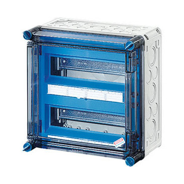 HEN Mi 1220 Jističová rozvodnice IP 65, prostor na 24 modulů ve 2 řadách, s odklápěcím víkem a se sv