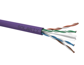 Kabel datový SOLARIX SXKD-6-UTP-LSOH, CAT6, UTP, LSOH, Dca s2 d2 a1, 305m, fialový
