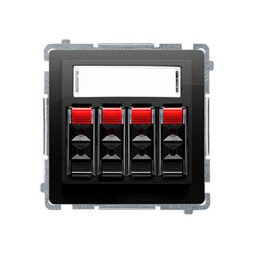 Zásuvka reproduktorová SIMON BMGL34.01/49, 4 násobná, s popisným polem, černá matná