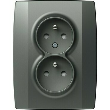 TEM ZÁSUVKA FRANCOUZSKÁ DVOJITÁ 2P+E 16A 250V~ AT antracit