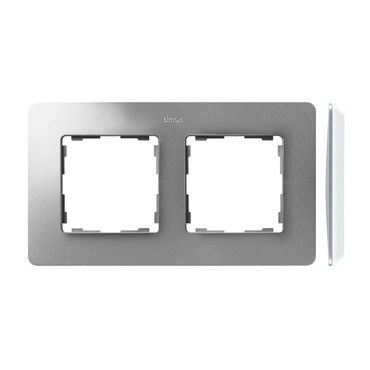 SIMON 82 Detail 8200620-093 rámeček 2 - násobný Detail ORIGINAL-air hliník / základna bílá