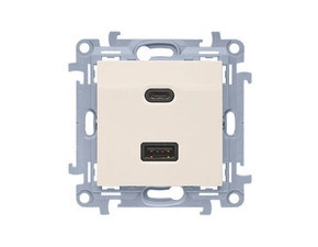 Nabíječka USB SIMON CEC2CAQ.01/41, 2 násobná, 1x USB typ C+1x USB typ A, 30 W, krémová