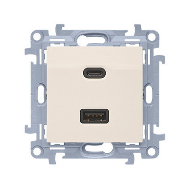 Nabíječka USB SIMON CEC2CAQ.01/41, 2 násobná, 1x USB typ C+1x USB typ A, 30 W, krémová