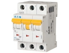 Jistič třípolový EATON 263391 PL7-B25/3 Jistič PL7, char B, 3-pólový, Icn=10kA, In=25A