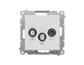 Zásuvka anténní SIMON TASK2.01/114, SAT+SAT+RTV koncová, 2x vstup: 5 MHz÷2, 4 GHz, světle šedá matná