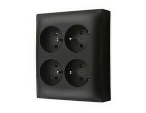 Zásuvka SIMON ACGZN4C/49, 4 nás., IP20, bez víčka, 16A/250V~, bezšr. sv., černá mat