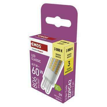 EMOS ZQ9C42 LED CLS JC 4,9W(60W) 806lm G9 WW