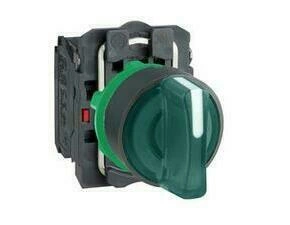 SCHN XB5AK133M5 Ovládač otočný prosvětlený s LED, 1 Z + 1 V, 230 V, zelený RP 1,5kč/ks