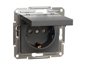 SCHN EPH3100171 Asfora - Zásuvka SCHUKO 250V 16A, clonky, IP44, antracit
