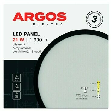ARGOS LED panel přisazený, kruh 21W 1900LM IP20 CCT - Černá