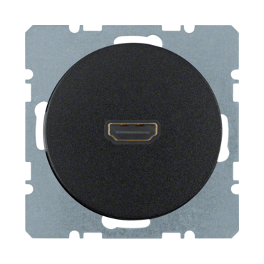 HAG 3315432045 Zásuvka, HDMI, vývod zezadu 90°, Berker R.1/R.3, černá, lesk