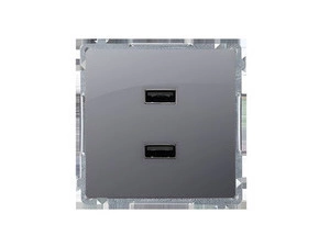 Nabíječka USB SIMON BASIC BMC2USB.01/43, 2 násobná, 2x USB typ A, 2, 1 A/5 V DC, stříbrná