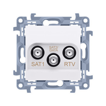 SIMON 10 CASK2F.01/11 Zásuvka RTV-SAT-SAT dvojitá satelitní, (strojek s krytem), 1x vstup: 5MHz - 2,
