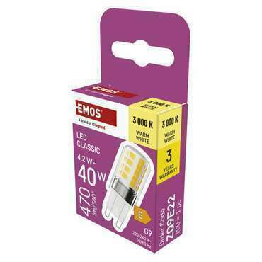 EMOS ZQ9E22 LED CLS JC 4,2W(40W) 470lm G9 WW