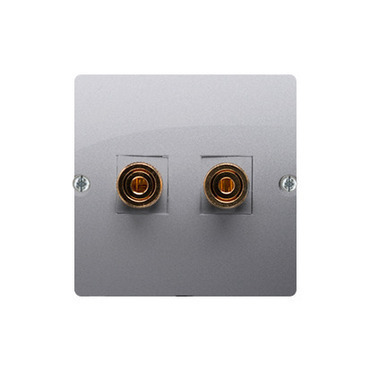 Zásuvka reproduktorová SIMON BMGL2.02/43, 1 násobná (přístroj s krytem), stříbrná