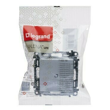 Spínač jednoduchý č.1 LEG 752310 Valena Life podsvětl. Hliník