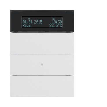 HAG 75663599 Senzor, tlačítkový, 3-násobné s pokoj. termostatem a displejem, B.IQ, bílá, mat