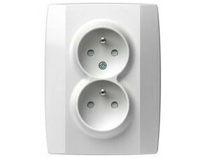 TEM ZÁSUVKA FRANCOUZSKÁ DVOJITÁ 2P+E 16A 250V~ PW lesklá bílá