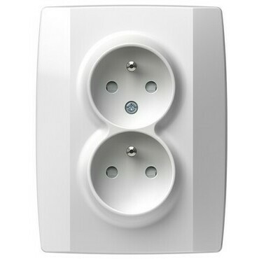 TEM ZÁSUVKA FRANCOUZSKÁ DVOJITÁ 2P+E 16A 250V~ PW lesklá bílá