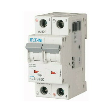 Jistič dvoupolový EATON 264902 PL7-C16/2-DC PL7-DC, char. C, 2-pólový, Icn=10kA, In=16A