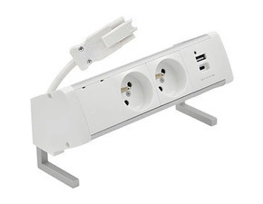Blok zásuvkový na desku SIMON 480 48410E20B000000-30, 2 zás.+USB nabíj., konektor, hliníková/bílá
