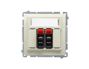 Zásuvka reproduktorová SIMON BMGL3.01/12, 2 násobná (přístroj s krytem), s popisným polem, béžová