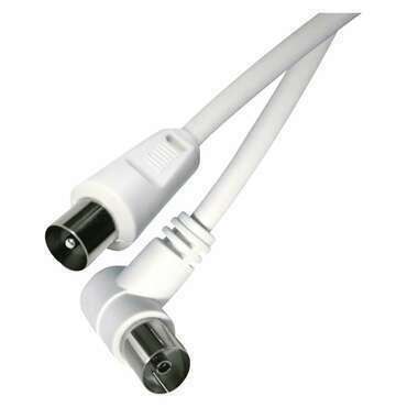 Kabel anténní EMOS SD3115, koaxiální, PVC, IEC vidlice/IEC zásuvka, stíněný, úhlový, bílý, 15m