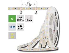LED pásek MC LED SMD5050 G, 60LED/m, 14,4W/m, 720lm/m, IP54, DC 12V, 10mm, 5m