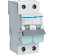 Jistič dvoupolový HAGER MBN250 2 pól. 50A, char.B, 6 kA