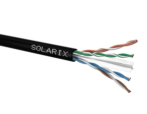 Kabel datový SOLARIX SXKD-6-UTP-PE, CAT6, UTP, PE, Fca, 500m, venkovní, černý