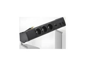 Blok zásuvkový na desku SIMON 480 48430E30BK00000-44, 3 zás.+USB nab.+kryt 2xRJ45+15cm kabel, černá