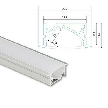 Profil vestavný MC LED VA 30x14mm, včetně mléčného difuzoru, 1m