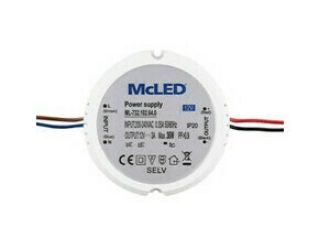 LED driver napěťový MC LED 36W, DC 12V/3A, IP20, do elektroinstalační krabice