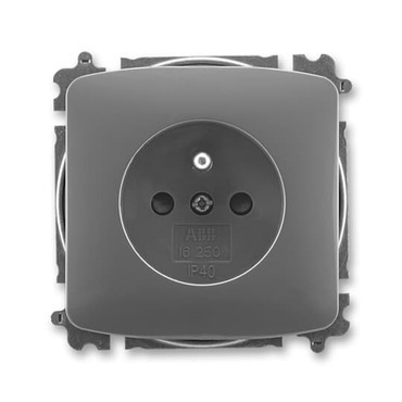 Zásuvka jednonásobná ABB TANGO 6619A-A06357 S2, clonky, kouřová šedá