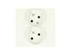 SIMON TGZ2TSZ/111 Zásuvka silová 2násobná typ E, s uzemněním, se clonkami, pootočená,16A/250V~ šroub