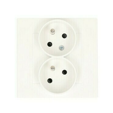 SIMON TGZ2TSZ/111 Zásuvka silová 2násobná typ E, s uzemněním, se clonkami, pootočená,16A/250V~ šroub