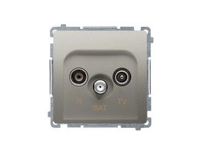 Zásuvka anténní SIMON BMZAR-SAT1.3/1.01/29, R+TV+SAT koncová, 1x vstup: 5 MHz–2, 4 GHz, saténová