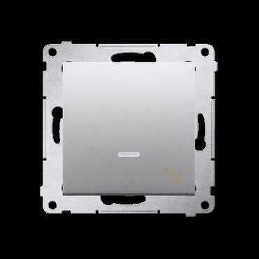 Přepínač střídavý SIMON DW6L.01/43, s orientačním LED podsvětlením, řazení 6So,stříbrná metalizovaná