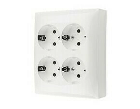 Zásuvka Schuko SIMON AQUACLICK ACGSZN4/11, 4 nás., IP20, bez víčka, 16A/250V~, šr. sv., bílá
