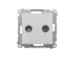 SIMON TAP10.01/143 Zásuvka anténní R-TV průchozí (přístroj s krytem), 1x vstup: 5÷862 MHz bílá