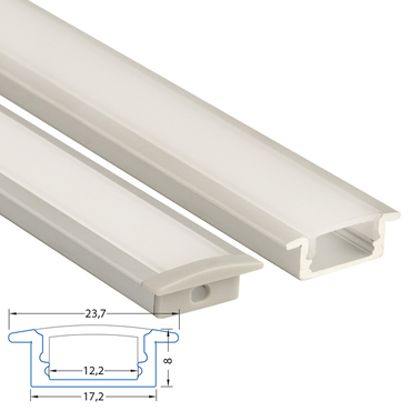 Profil vestavný MC LED VO, 23x8 mm, včetně mléčného difuzoru, 3 m