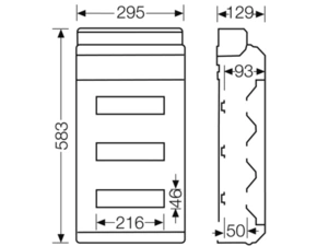 HEN KV 3636 Jističová skříň 3x 12 modulů, bez svorkovnice PE/N, kabelové vstupy přes elastické membr