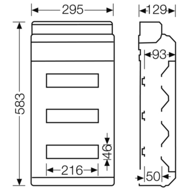 HEN KV 3636 Jističová skříň 3x 12 modulů, bez svorkovnice PE/N, kabelové vstupy přes elastické membr