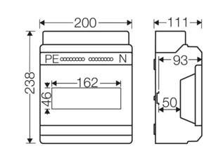 HEN KV 1509 Jističová skříň 1x 9 modulů, se svorkovnicí PE/N, kabelové vstupy přes elastické membrán